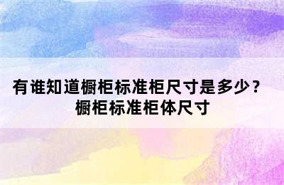 有谁知道橱柜标准柜尺寸是多少？ 橱柜标准柜体尺寸